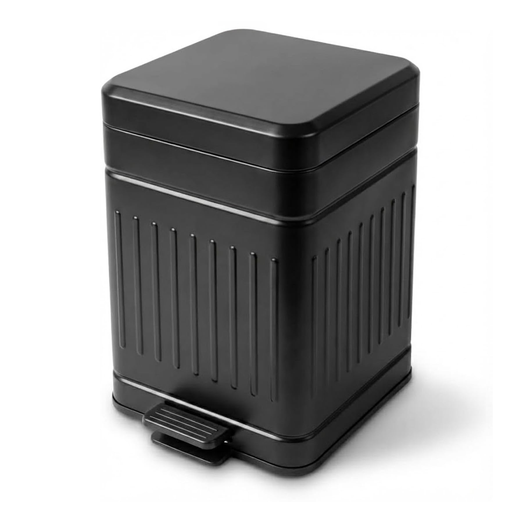 Small Dog Poop Trash Can Outside, 1.3 Gal Stainless Steel Dog Waste Trash Can, Waterproof Small Poop Bucket Outdoor with Lid, Poop Pail for Dogs, Dog Poop Bin Outdoor with Odor Control (Black)