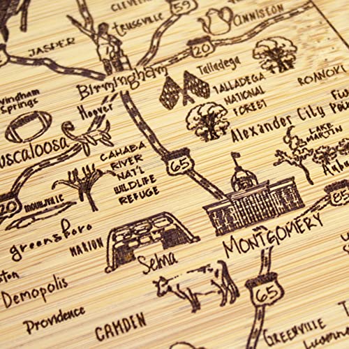 Image of Totally Bamboo A Slice of Life Alabama Engraved Map Cutting Board