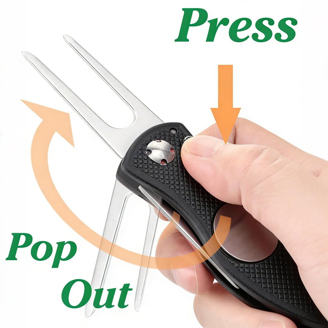 2 Pezzi Forcelle Da Golf Strumento Di Marcatore, Pitch Fork Golf, Golf Divot Strumento Di Riparazione, Per La Riparazione Di Tappeti Erbosi Verdi E Golf, Con Pennarello Magnetico Per Golfisti