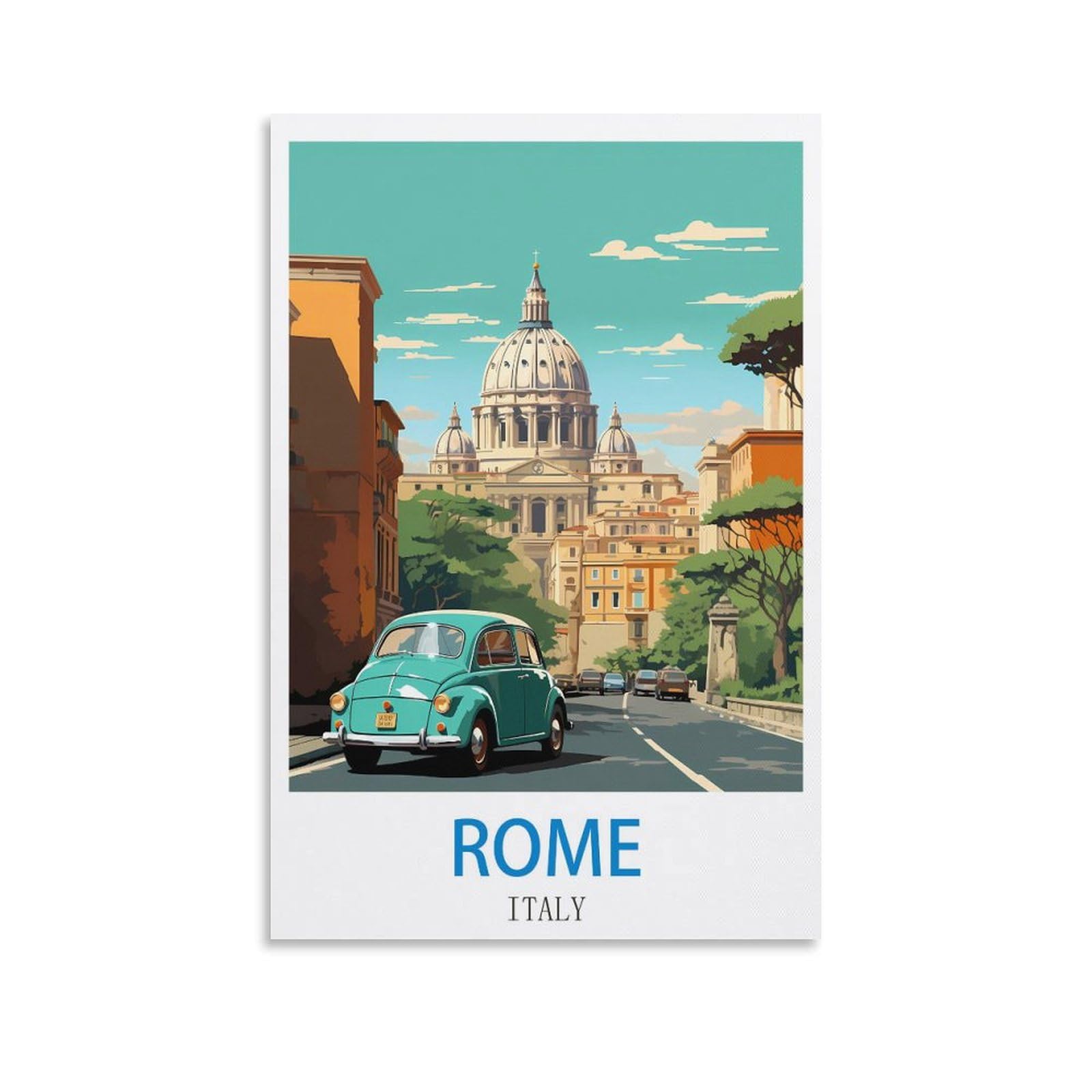 Fzyuen Unframe-Style Rome Italy Vintage Travel Posters 16X24inch(40X60cm) Canvas Wall Art Prints For Wall Decor Room Decor Bedroom Decor