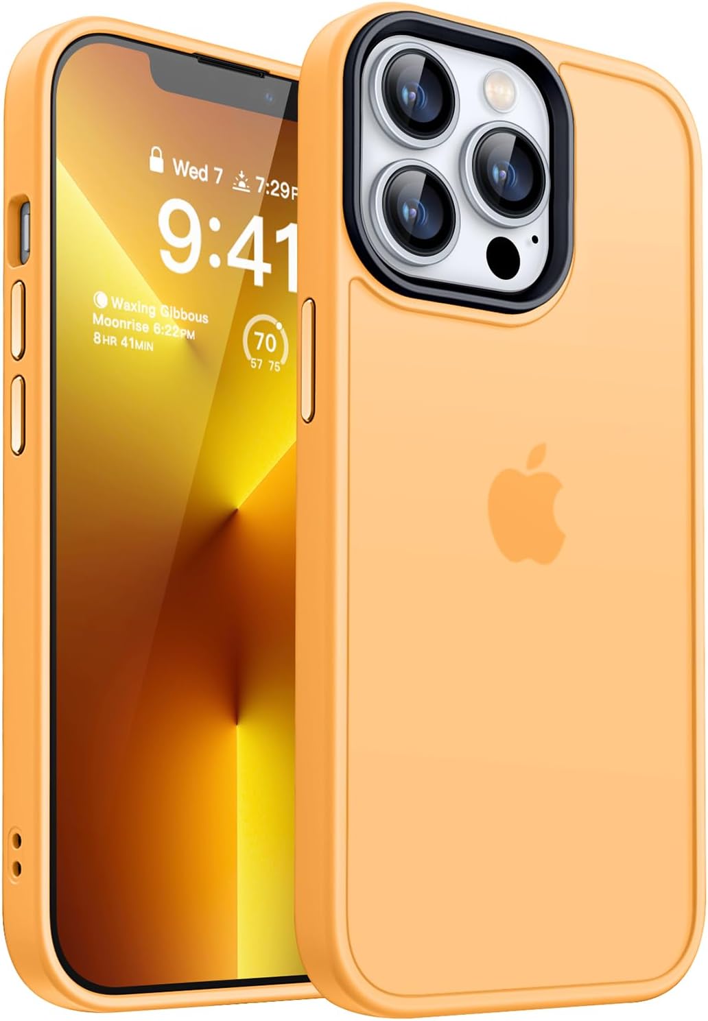 CANSHN Matte Case Compatible with iPhone 13 Pro [Silky Soft Touch] Translucent Shockproof Protective Case for iPhone 13 Pro 6.1 inch - Orange