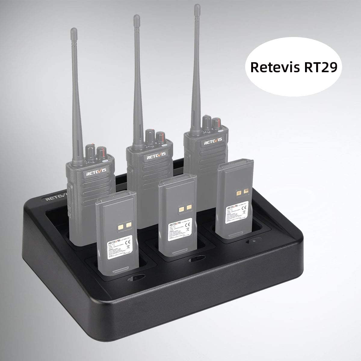 Retevis RT29 Chargeur Six Emplacements, Pratique Chargeur Multiple Compatible avec Ailunce HD1/HD2 DMR Radio RT29D RT29S Walkie Talkie Longue Portée Pratique et Efficace (1 Pcs)