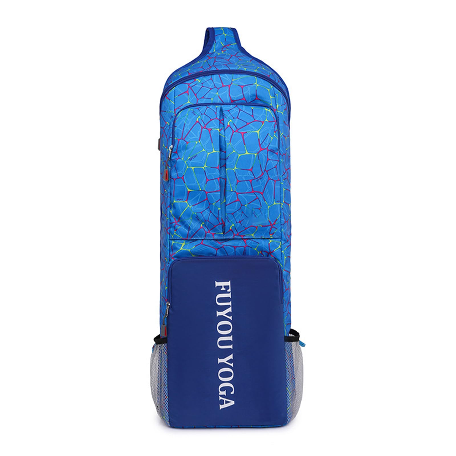 Yoga Mat Bag with Hidden Handles, Water - Repellent Yoga Bags for Women and Men, Lightweight Sport Gym Bag with Adjustable Shoulder Strap, Bottle Pocket, Big Open Pocket and Zipper Pockets (Blue)