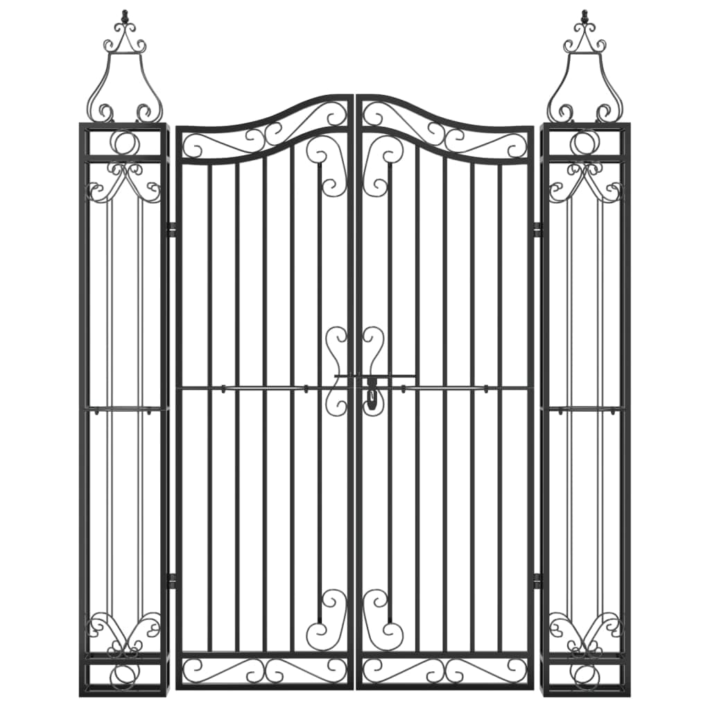 vidaXL Portail de Jardin Noir 121x8x150 cm Fer forgé, Portail en Fer forgé, Portail de Jardin en métal, Portail en métal, Porte en Fer forgé