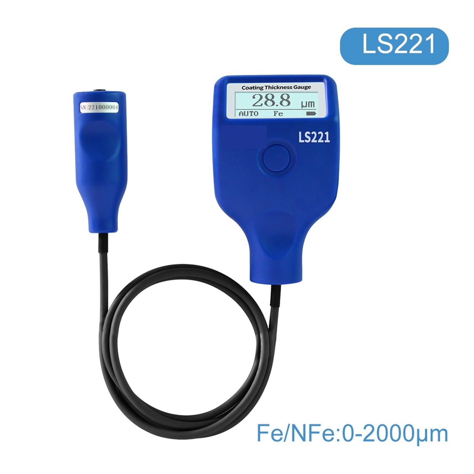 Cyfrowy miernik UVA/UVB Miernik grubości 220H Miernik powłoki Sucha warstwa do podłoży z metali żelaznych i nieżelaznych Podświetlany wyświetlacz LCD, funkcja pamięci(Color:221 (0-2mm))