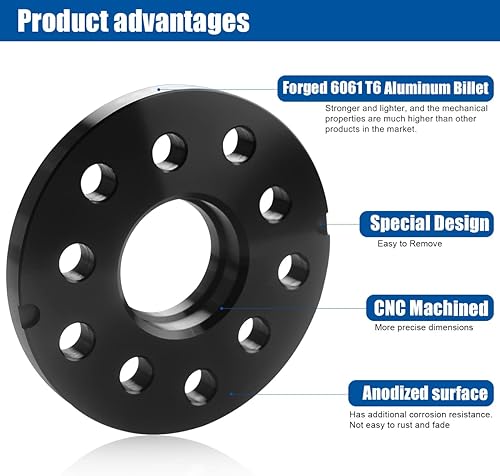 Miniatura 5 de GAsupply Espaciadores de rueda de 5 x 100 y 5 x 112, apto para Audi TT A3 A4 A6 A8 S4 S6 S8 Volkswagen Golf, espaciador forjado centrado de 0.591