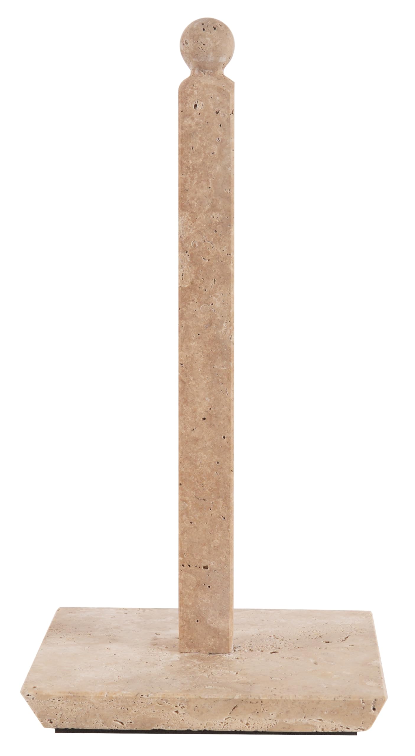 SPESHSTONES Travertine Marble Paper Towel Holder 12.5" Inches for Kitchen Towels Rack Handmade Paper Roll Holder with Stand (Sqaure Shape)