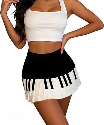 Piano Twee Mini Y2k Skirts for Women High Waisted Whimsy Y2k Harajuku Dark Coquette Aesthetic Grunge Short Skirt
