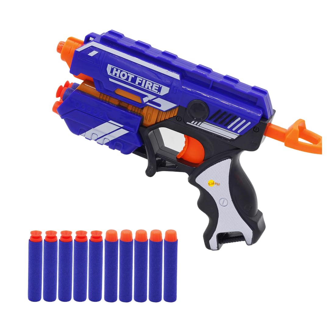Blaze Storm Foam Blaster Gun Toy, Toy Gun Dart Guns and Long Range Shooting Gun, (10 Foam Bullets and 10 Suction (Multicolored) Dart Bullets-image-46