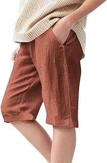 Pantalones cortos de lino para niñas, pantalones de cintura elástica con bolsillo para niños, casuales, holgados, pantalones escolares, ropa de verano