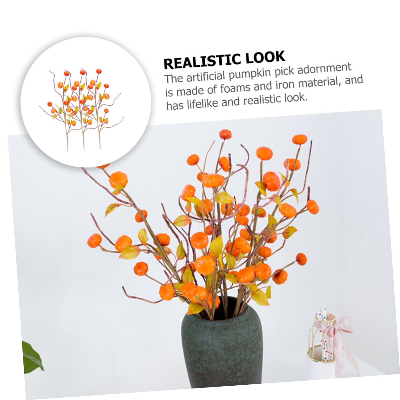 Alipis 6stücke Teiliges Künstliche Kürbiszweige Für Herbstdekoration Realistische Simulations-Pumpkin Branches Für Thanksgiving Und Halloween Deko Für Tischarrangements Und