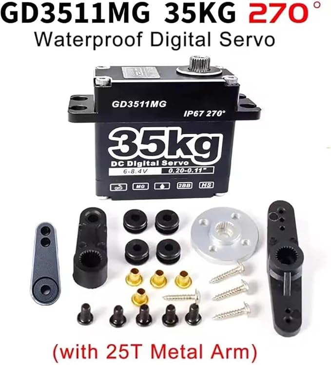 GOTECK GD3511MG Servo Digital 35KG 8.4V Gear Metal IP67 miniatura 7