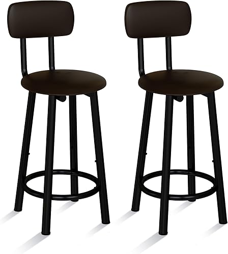 DKLGG Juego de 2 taburetes de bar de 35.4 pulgadas de alto, taburetes de barra con respaldo y sillas de piel sintética, taburete para cocina, isla,
