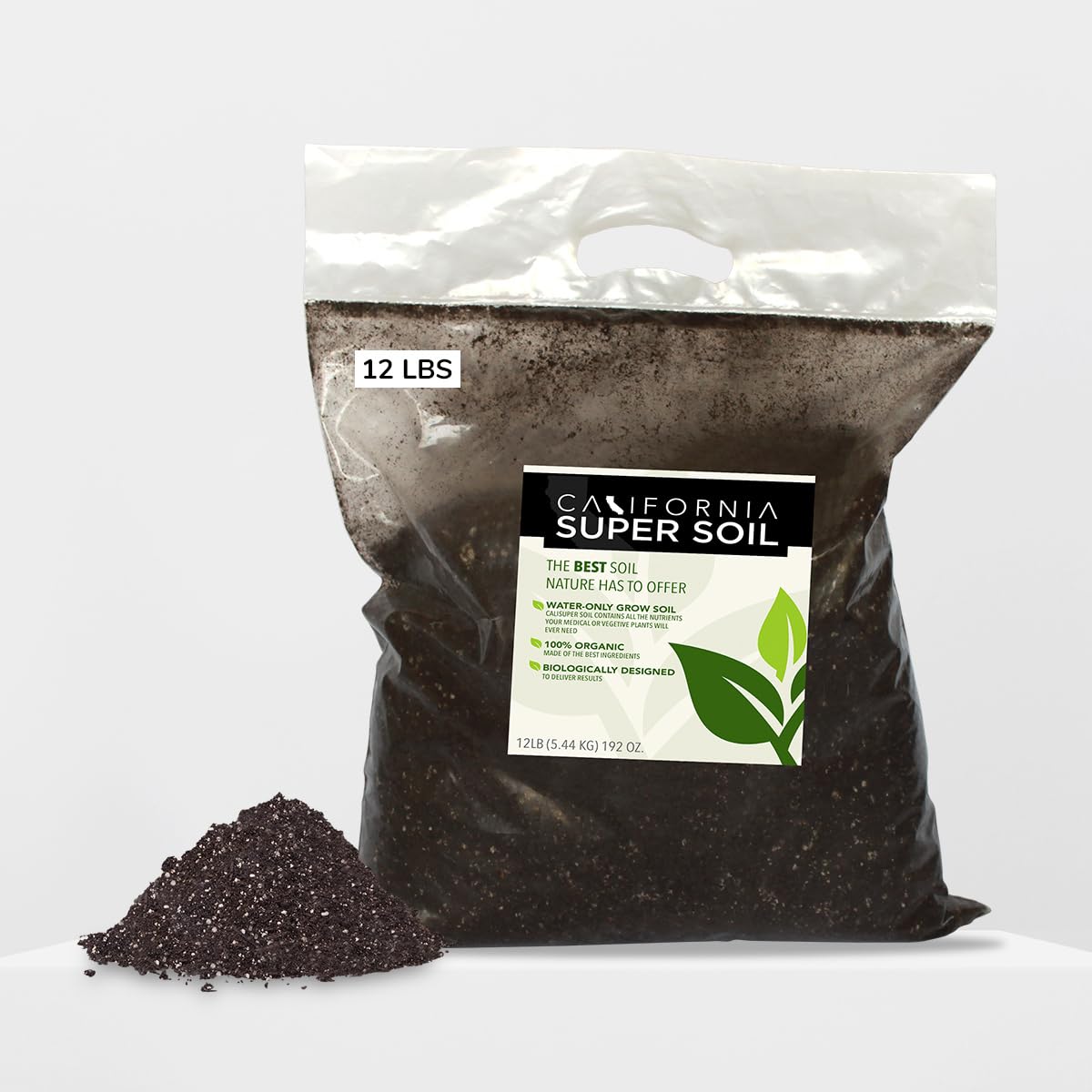 California Super Soil Premium 100% Organic Super Soil - 18+ Nutrient Blend - Living Soil Technology - Potting and Garden Soil for Indoor Grow Kit - 12Lbs Bag - Grows 4 Plants