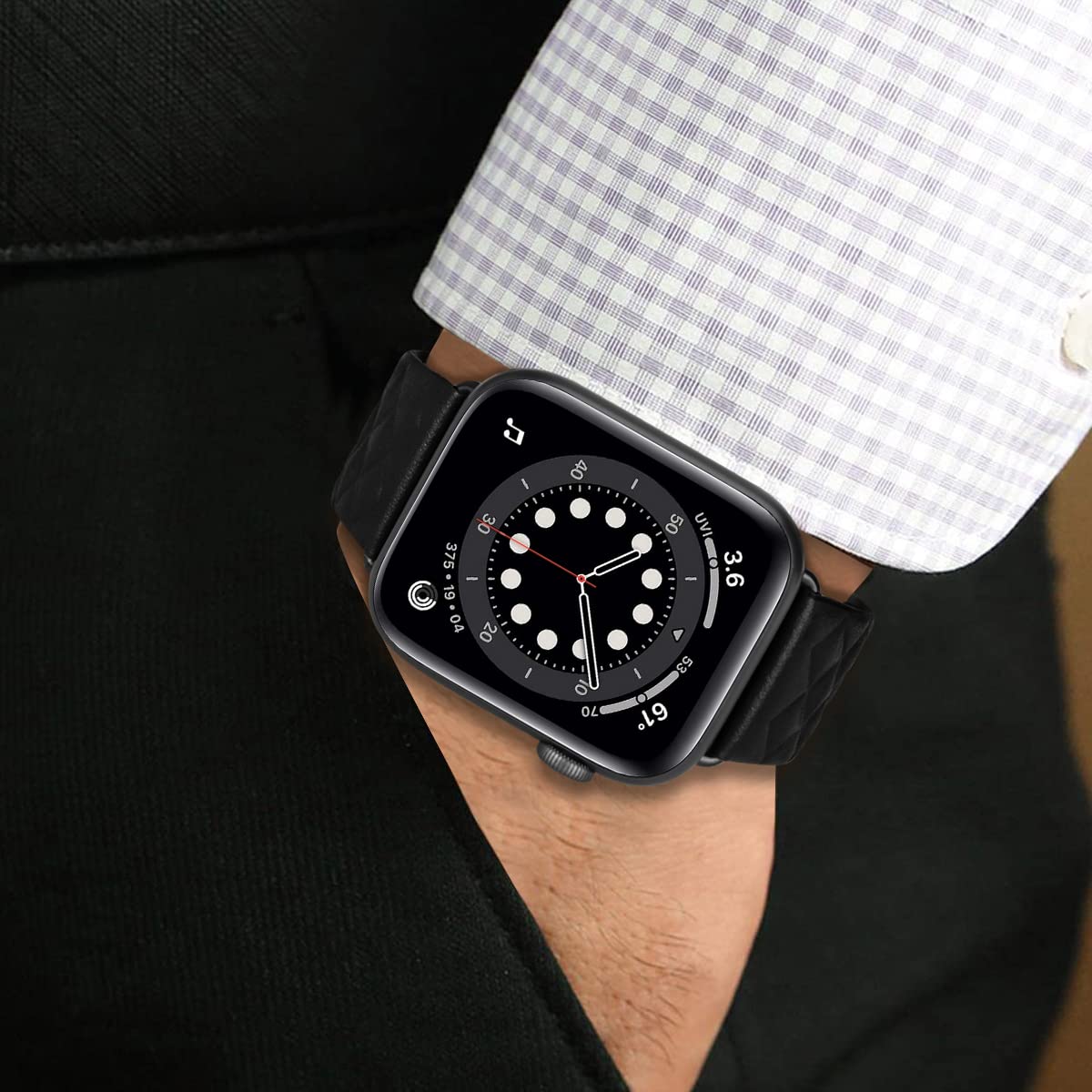 MroTech Compatibile con Apple Watch 49 mm 45 mm 44 mm 42 mm Cinturino Pelle Banda Ricambio per iWatch Series 8/7/6/5/4/3/2/1 Cinturini con Bracciale Sostituzione 42mm/44mm/45mm/49mm Classic Nero