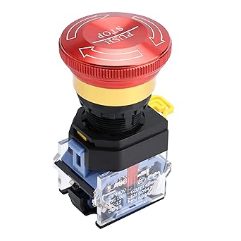 APIELE 22mm 1NO 1NC Red Metal Head Mushroom Emergency Stop Push Button Switch 600V 10 Amp (Type A)