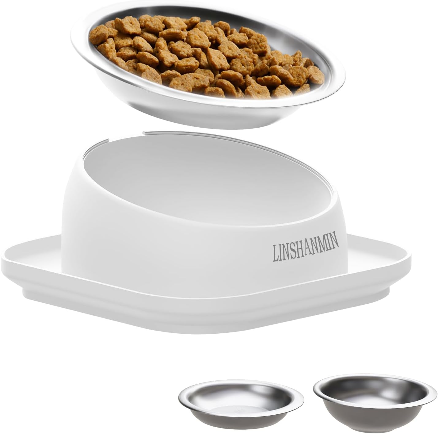 LINSHANMIN Cat Bowls Elevated Tilted Whisker Friendly, Cat