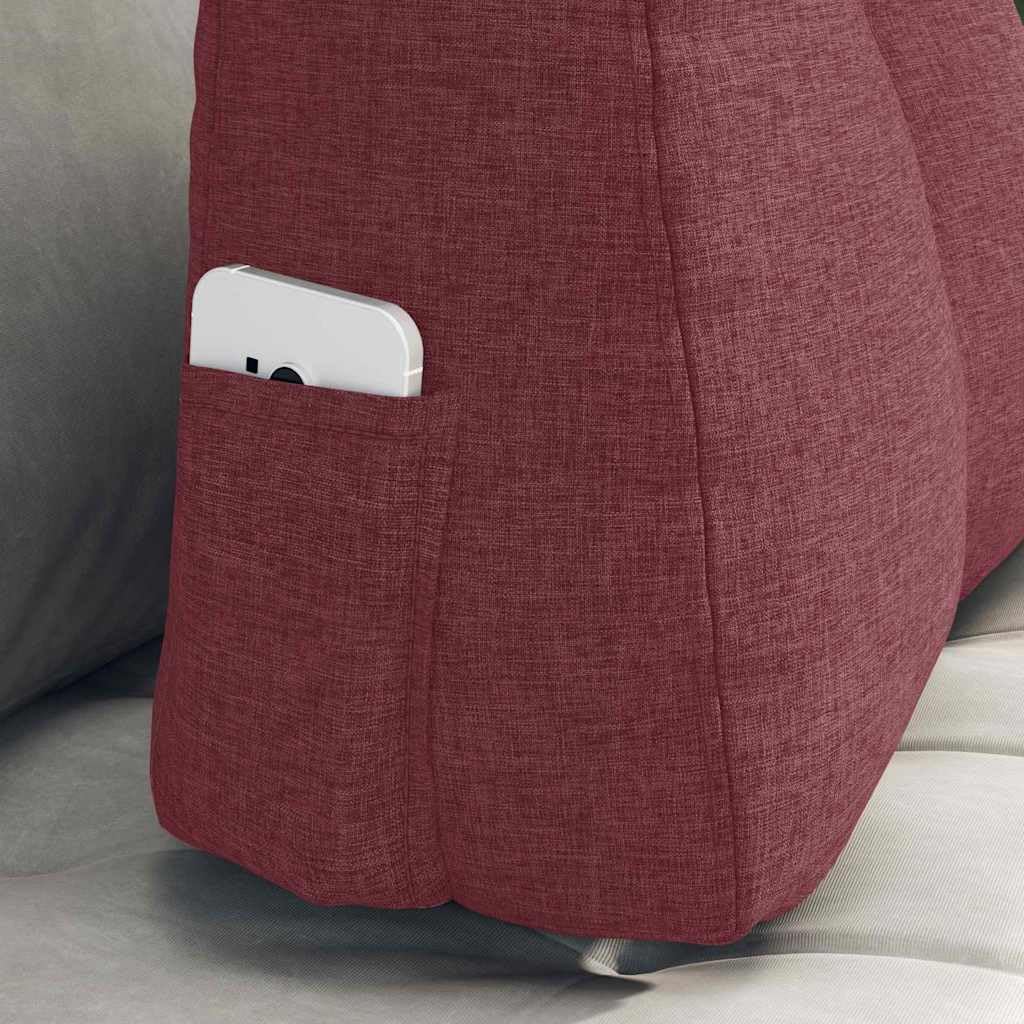 Cojín de espalda rojo vino 60 x 24 x 50 cm tela con diseño ergonómico, relleno de poliéster, funda extraíble, versátil para sofá, oficina, lectura, relajación, apoyo postural