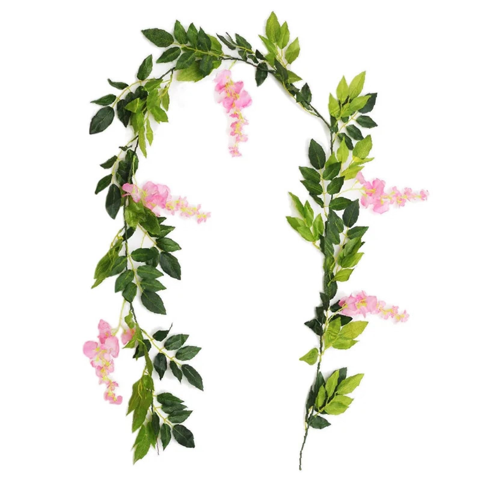Ayztantine artificial flowers 2m Flower String Artificial Wisteria Vine Garland Plants Foliage Outdoor Home Trailing Fake Hanging Wall Decor