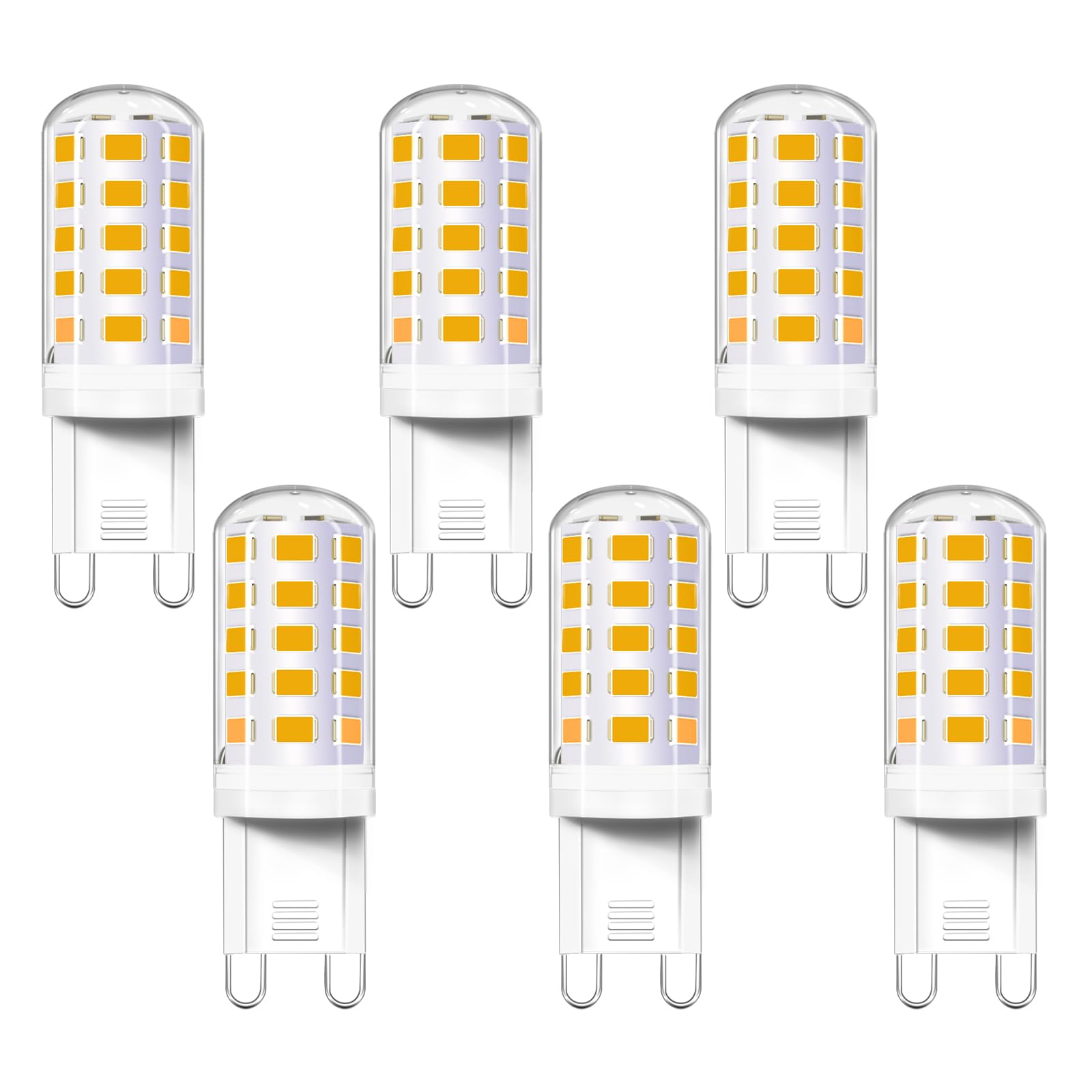 Akynite Warm White G9 Led Light Bulbs 4W 2700K, Equivalent To Bi Pin Halogen Bulb 33W 40W, 400Lm, 230V G9 Led Capsule Bulb For Chandelier/Wall Lamp, Not Dimmable, No Flicker, 6 Pack