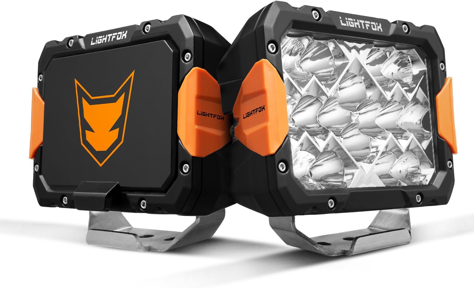 LIGHTFOX 2 PCs 9 Inch LED Driving Light Rectangular, 13,560LM Spot & Flood with Protective Covers & Colour Caps, Adjustable Angle with Wiring Harness, IP68 for Offroad Jeep Wrangler Truck Pickup SUV