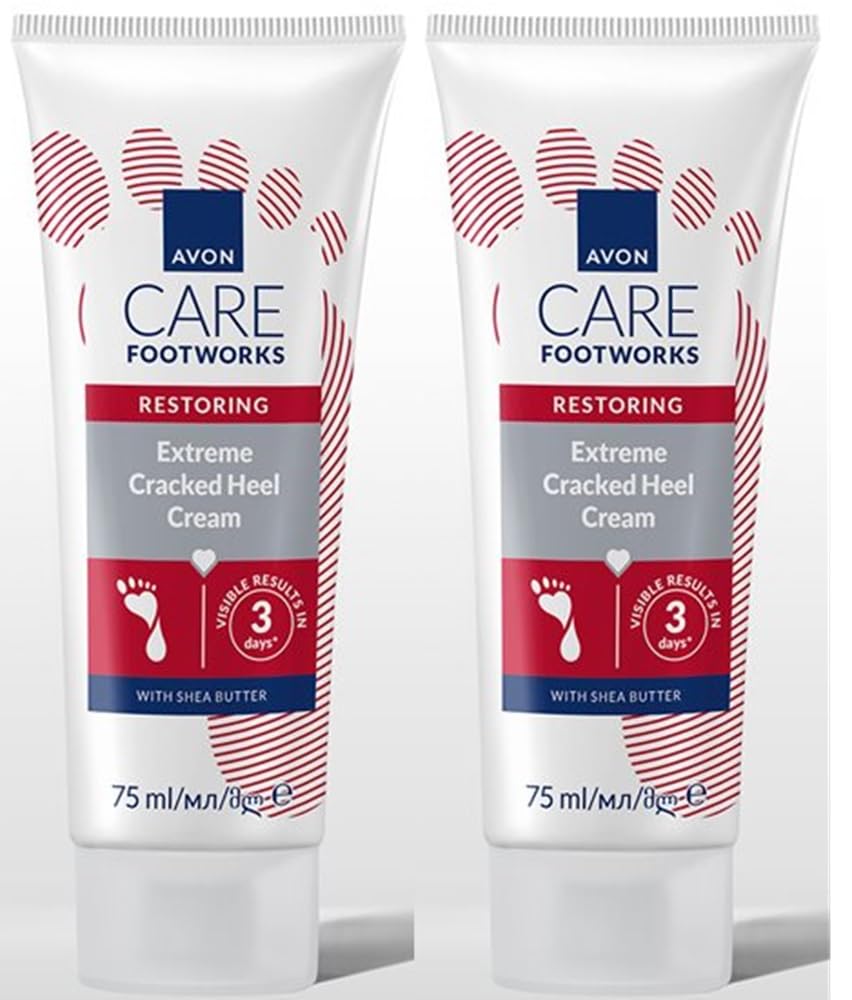2 x Avon Care Footworks Restoring Extreme Cracked Heel Cream 75ml New Packaging, 37.5 ml (Pack of 2)