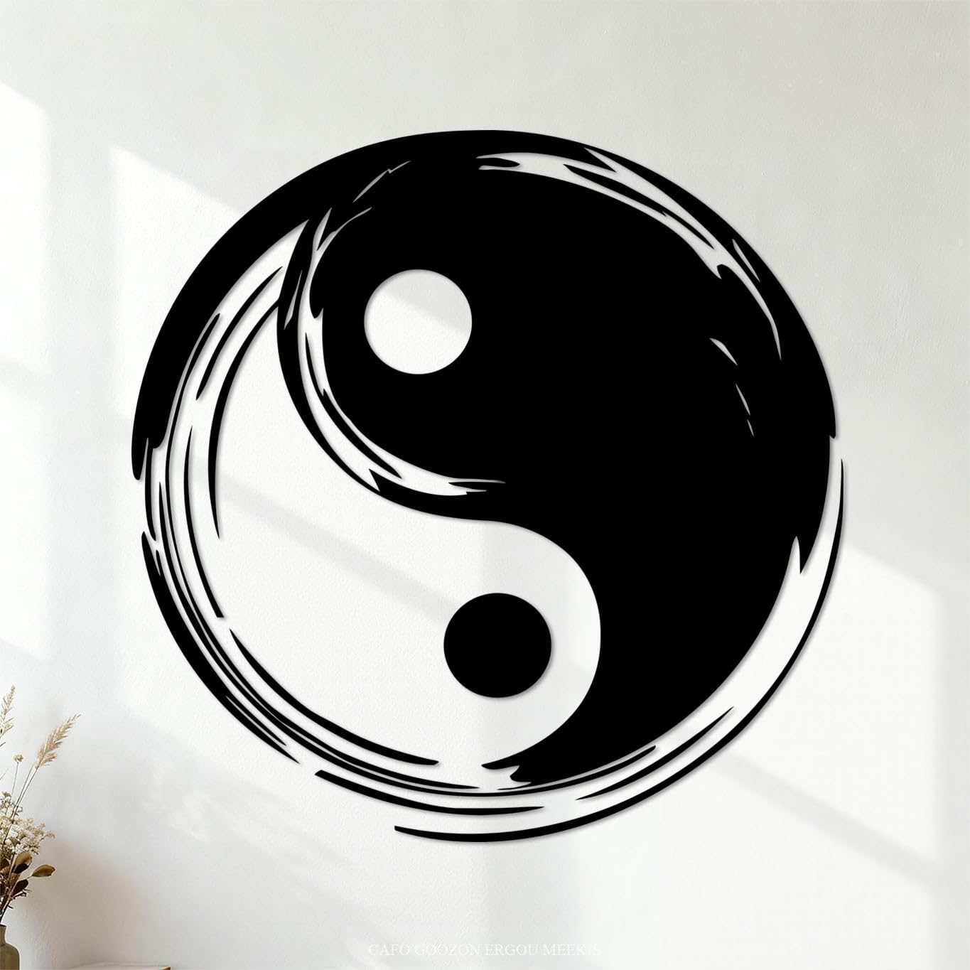 Yin Yang Yin Yang Original Wall Decals Paster Paper 36x36cm It Won't Fall Off Black