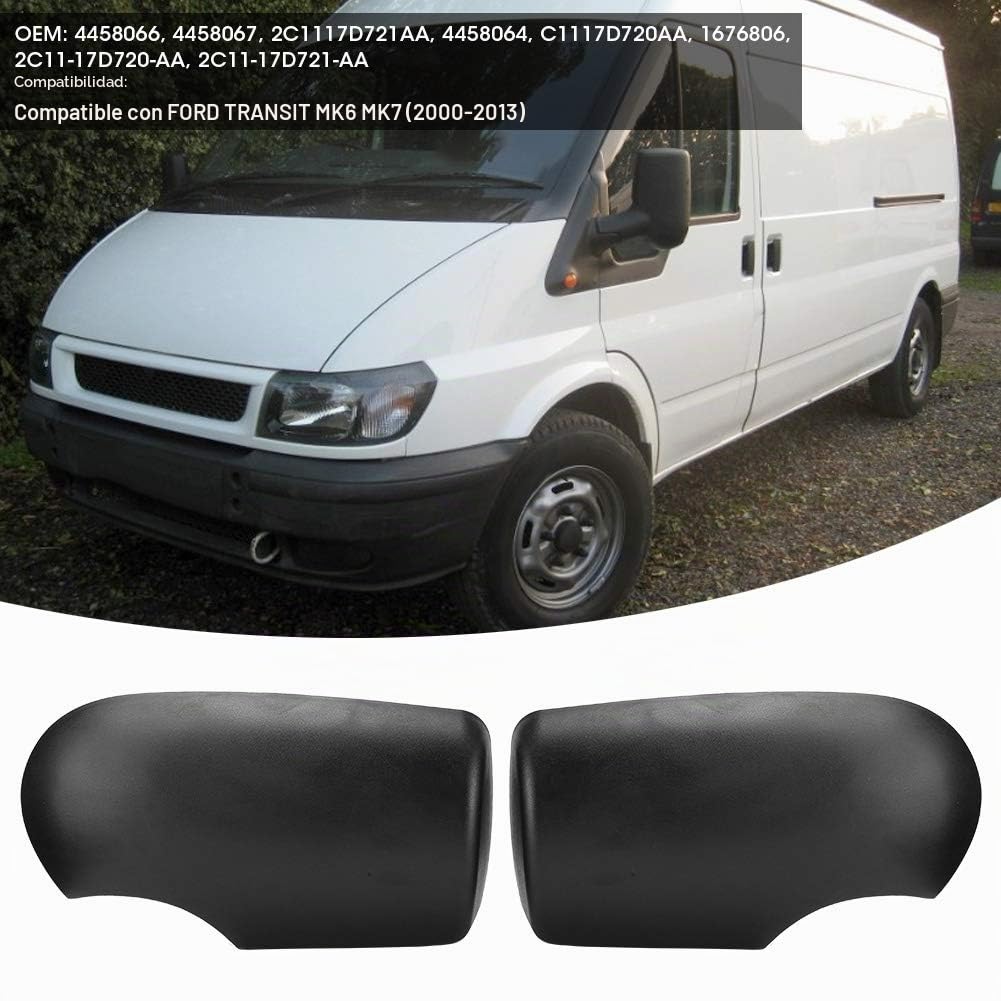 Cubierta de espejo de puerta Par de cubiertas de espejo lateral Tapas de retrovisor para TRANSIT MK6 MK7 2000-2013