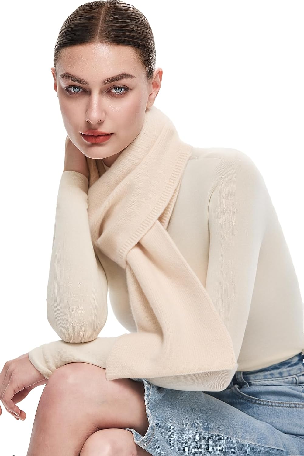 PULI Women 100% Wool Scarf Chunky Warm Pull Through Scarf Gift Box