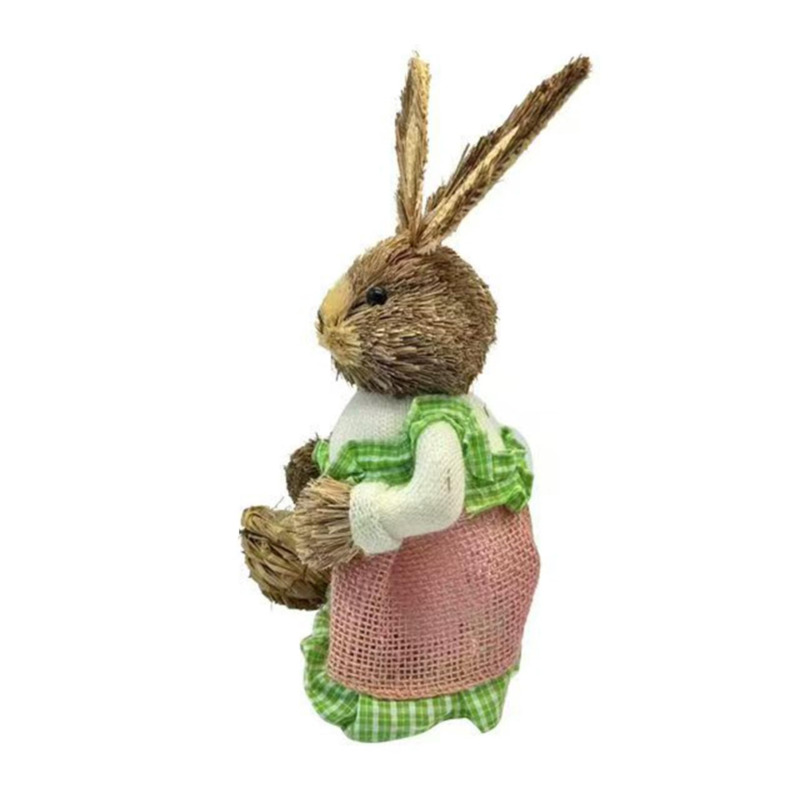 Piceioep Handwoven Grass Easter Hare Figurine for Mantel Shelves Patios Indoor Outdoor Decoration Garden Decoration