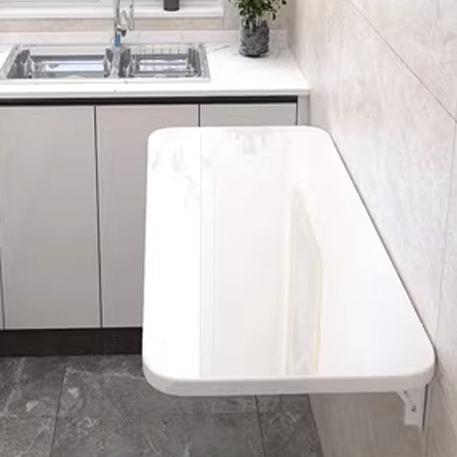 Wood Wall Kitchen Table & Dining Table Desk,Wall Table Fold Down Kitchen Restaurant Home Bar Work Table, Drop Leaf Table Modern Home Office Fold Up Table Desk for Kitchen Laundry Room (Color : White