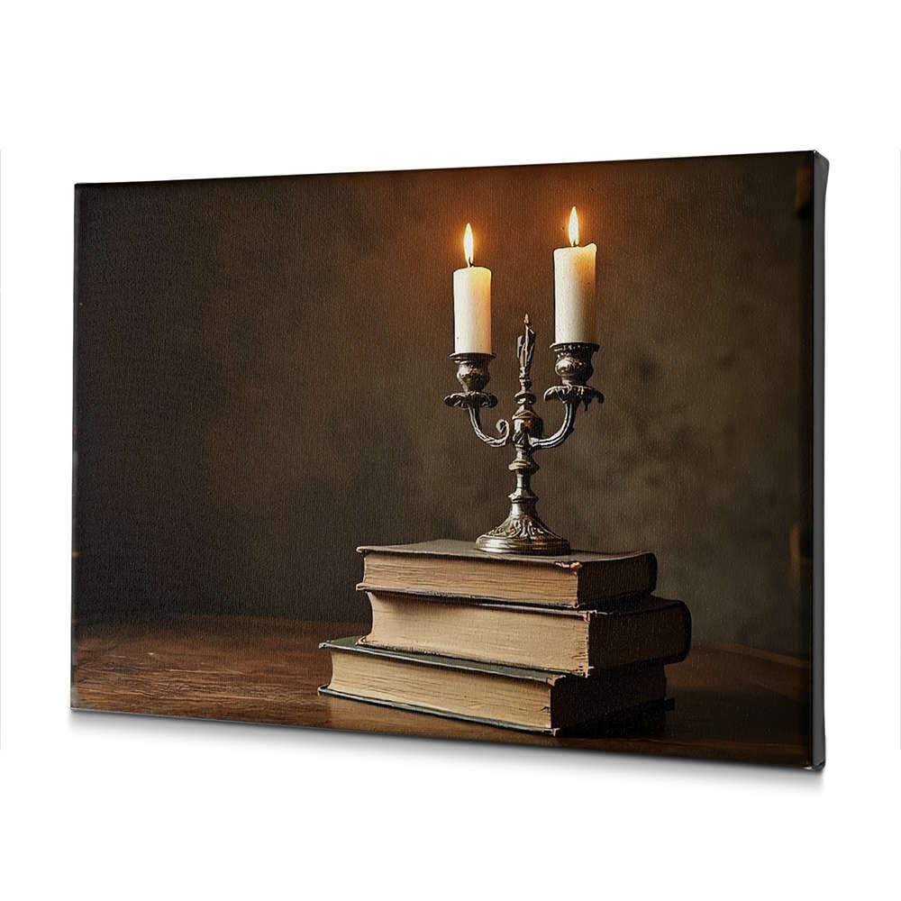 Tableau sur toile de qualité supérieure shabby chic et bougeoirs en métal pour mur