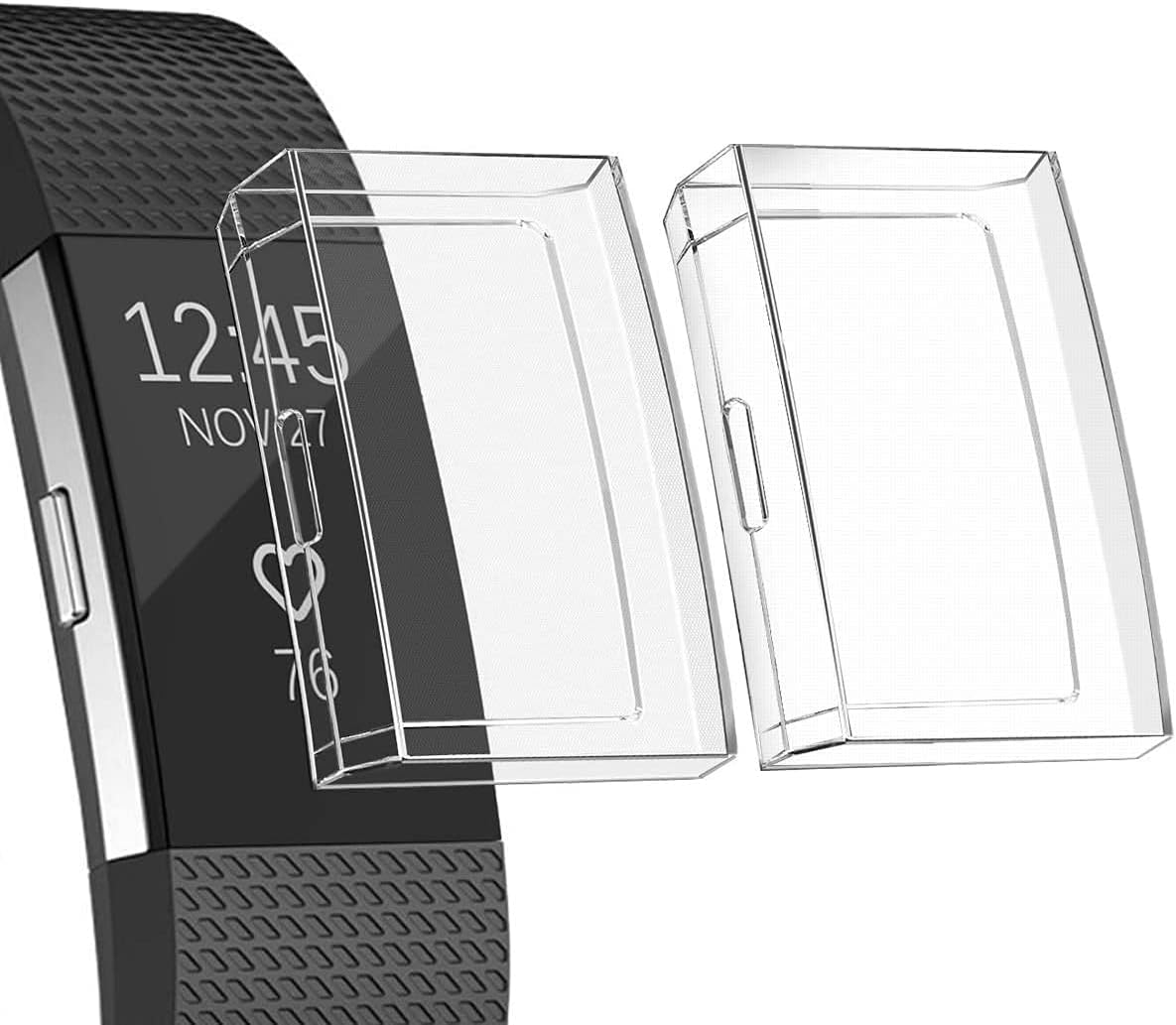 Ultra Slim Soft Full Cover Case for Fitbit Charge 2,Opretty Crystal TPU Protective Cases Frame Shockproof Cover Shell Accessories for Fitbit Charge 2 Smart Watch (Clear 2Pcs)