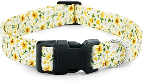 Tunkoo Collar de perro de flores de margarita, bonito collar floral ajustable para perros machos y hembras, collar de perro con hebilla de plástico
