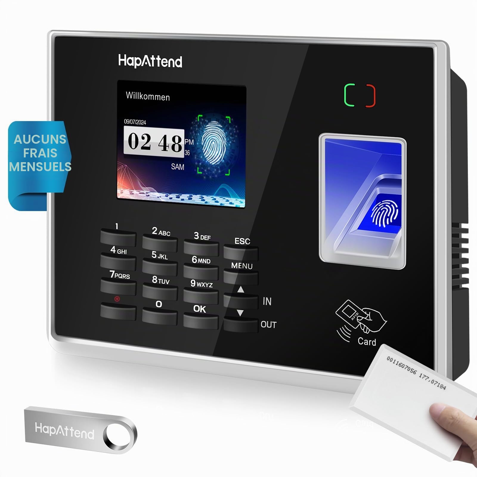 Kit de 10 Badges RFID supplémentaires pour TC1 TC2 TC7 MB1 MB2, insignes de proximité du Temps pour HapAttend H1 H2 H3 (Lot de 10)