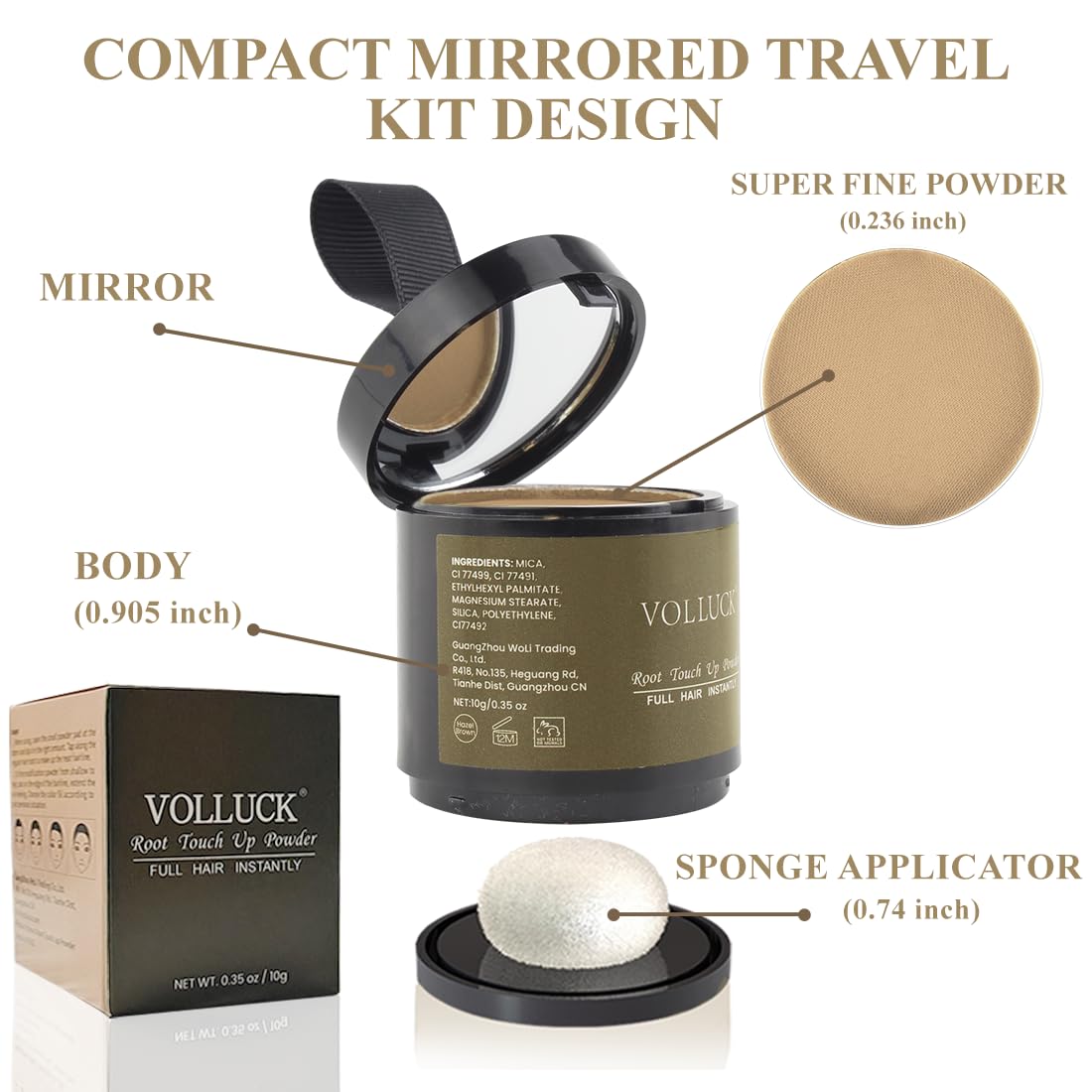 VOLLUCK Root Touch up Powder 10g, Covers Grey Roots & Conceals Thinning Hair, Hairline Powder for Men & Women, Natural Look - Image 2
