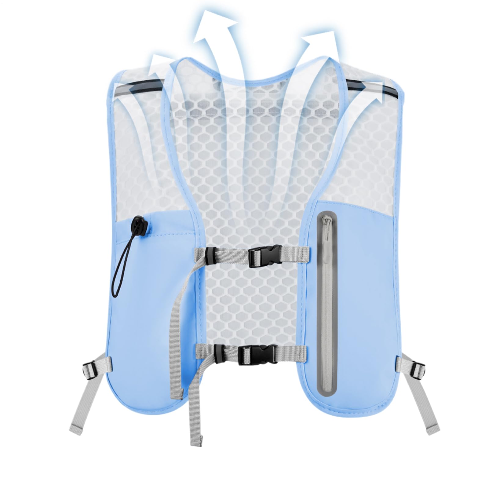 Chaleco de hidratación running con bolsillo seguro para móvil 8