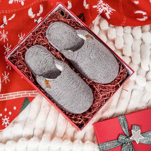 Women Cozy Faux Curly Fur House Memory foam Slippers Ladies Fuzzy Closed Back Indoor Bedroom Shoes 6