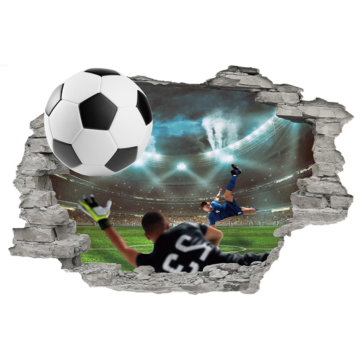 Ieron 3D Football Wall Sticker,Football Wall Sticker for Bedroom for boys,Sport Soccer Wall Art for Teens Room Playroom Decor Teenagers Bedroom Accessories