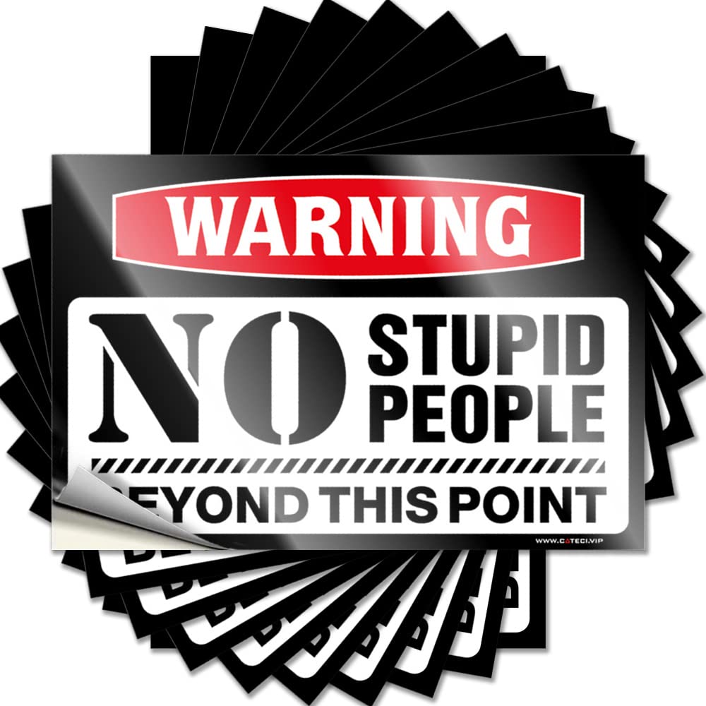 Fzfn Colour Bath Sets Wall Bumper | Warning No Stupid People Beyond This Point Western Durable Vinyl Sticker Easy Apply For Motorcycle(8X12cm)