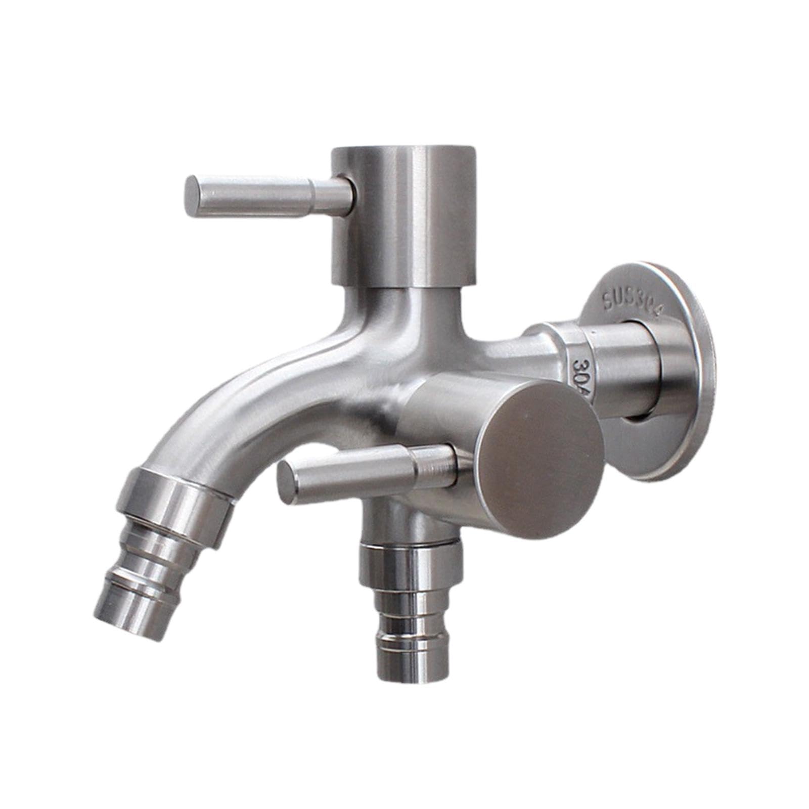 Robinet de machine à laver double bec en acier brossé pour salle de bain moderne
