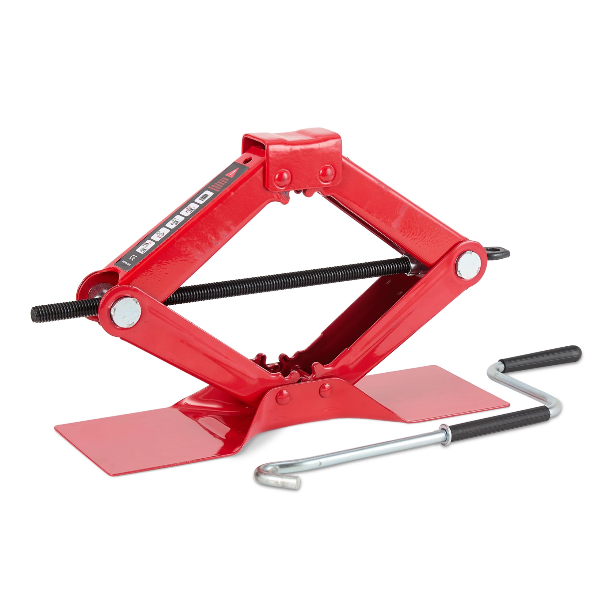 Amazon Basics Forbice e Presa Portatile per Auto, Capacità fino a 1,65 Tonnellate/1,5 Tonnellate Metriche/1,5 Tonnellate/1500 kg, Rosso - 1