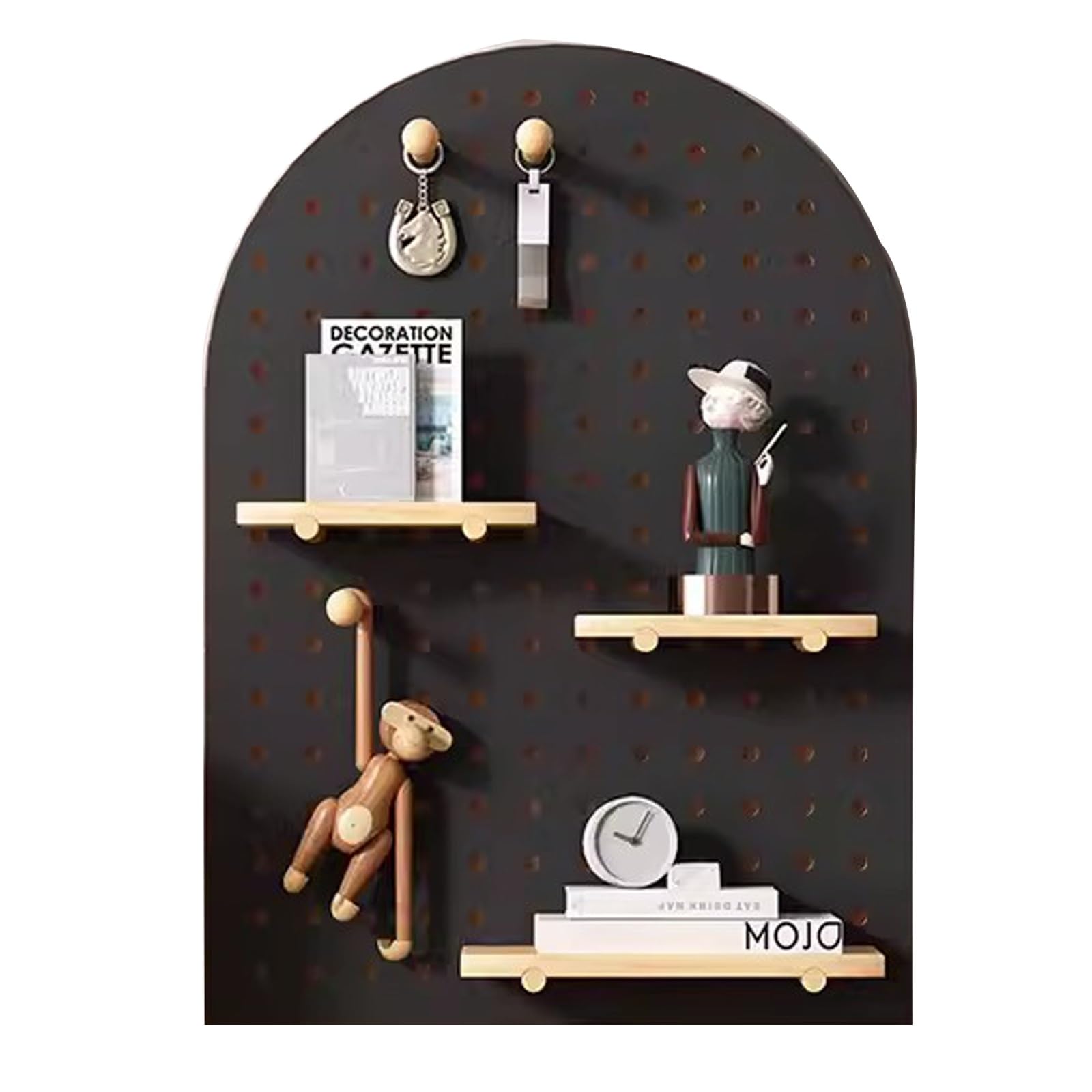 Kit de tablero de clavijas de madera para el hogar, oficina, garaje, montaje en pared con color Svart, 60 x 80 cm, kit de combinación de tablero de clavijas