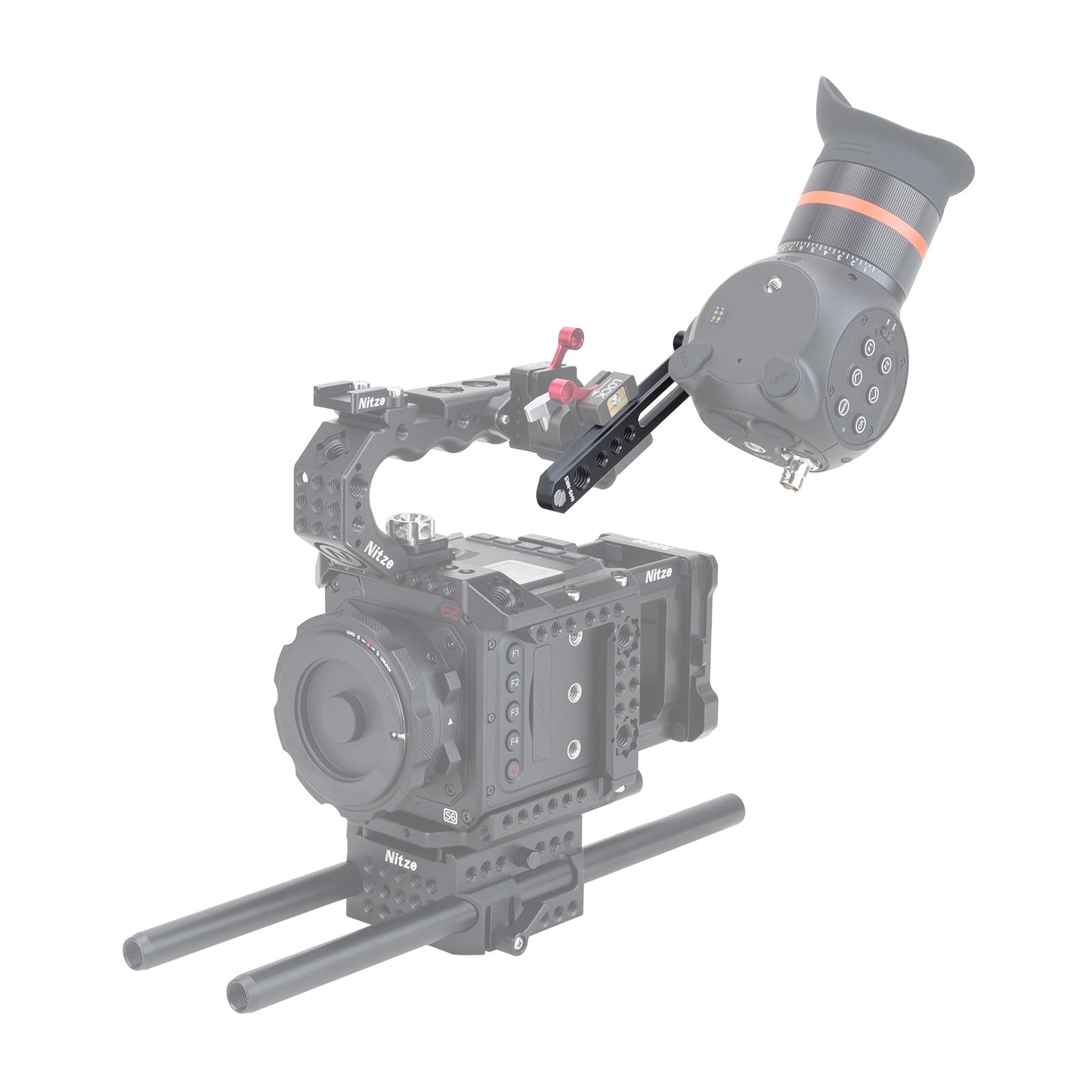 Nitze NATO Rail con ARRI Rosette, Cierre Rápido NATO Riel Aleación Aluminio con Anti-Off Pin y Varios Puntos Montaje, Compatible con Soporte de Monitor, EVF (5"/127) - N49-NR5