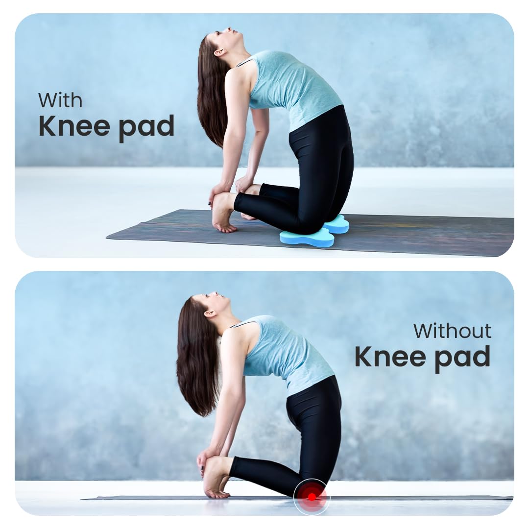MeFree Yoga Knee Pads Set of 2, Light Blue, 25mm Thick TPE Foam | Non-Slip, Shock Absorbent & Easy to Clean Cushion for Knees, Elbows, Wrists, Tailbone | Ideal for Yoga, Pilates, Meditation & Workouts 3