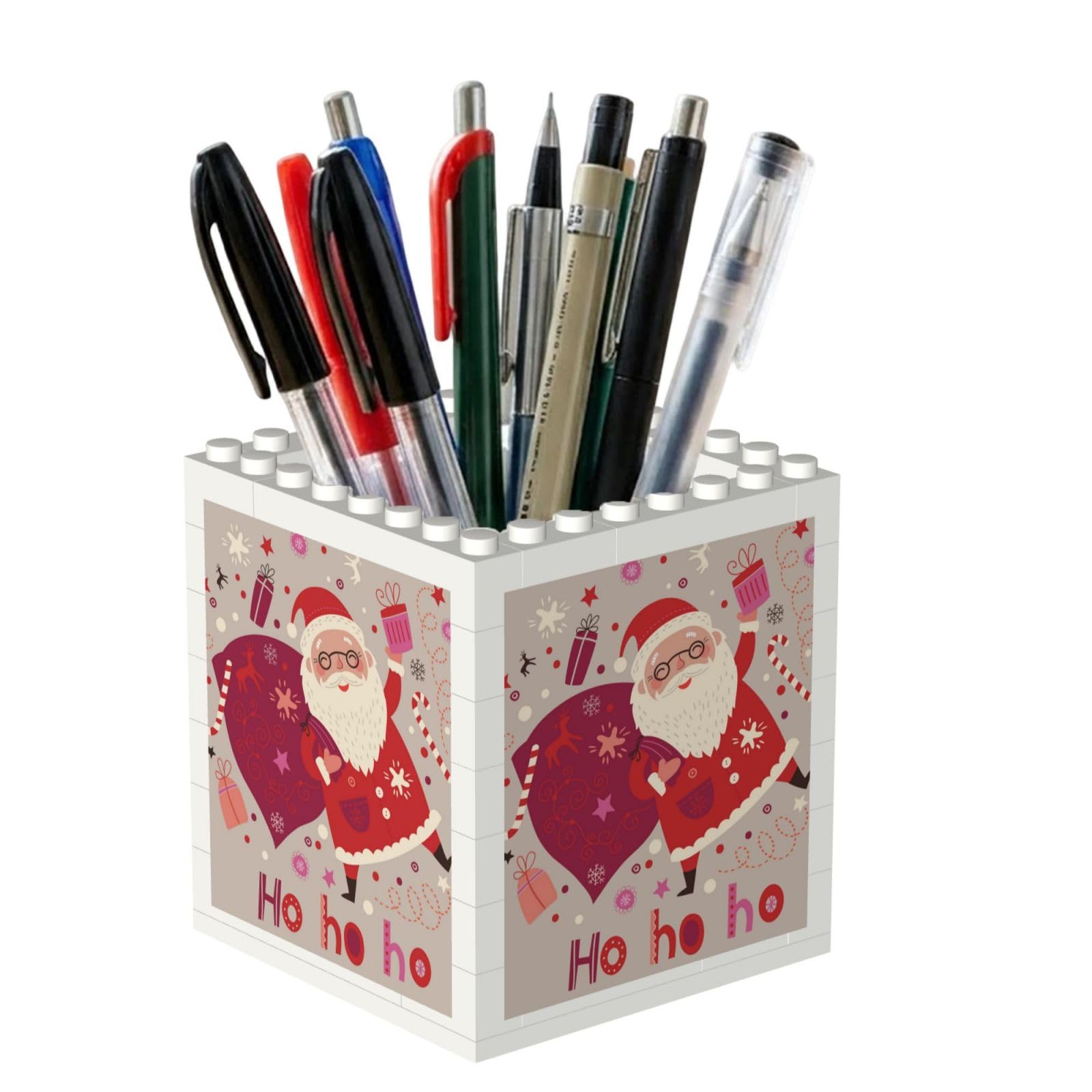 Poadnly Christmas Santa, Pen Pot Pencil Holder for Office Home School, Compact Desk Organiser for Office Stationery