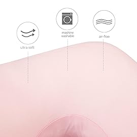 Pregnancy Pillow Cover U-Shaped 100% Cotton (ONLY Pillowcase), Super Soft Replacement Cover for Maternity Pillow, Full Body Pregnancy Pillow Case, Universal Fit, Pink