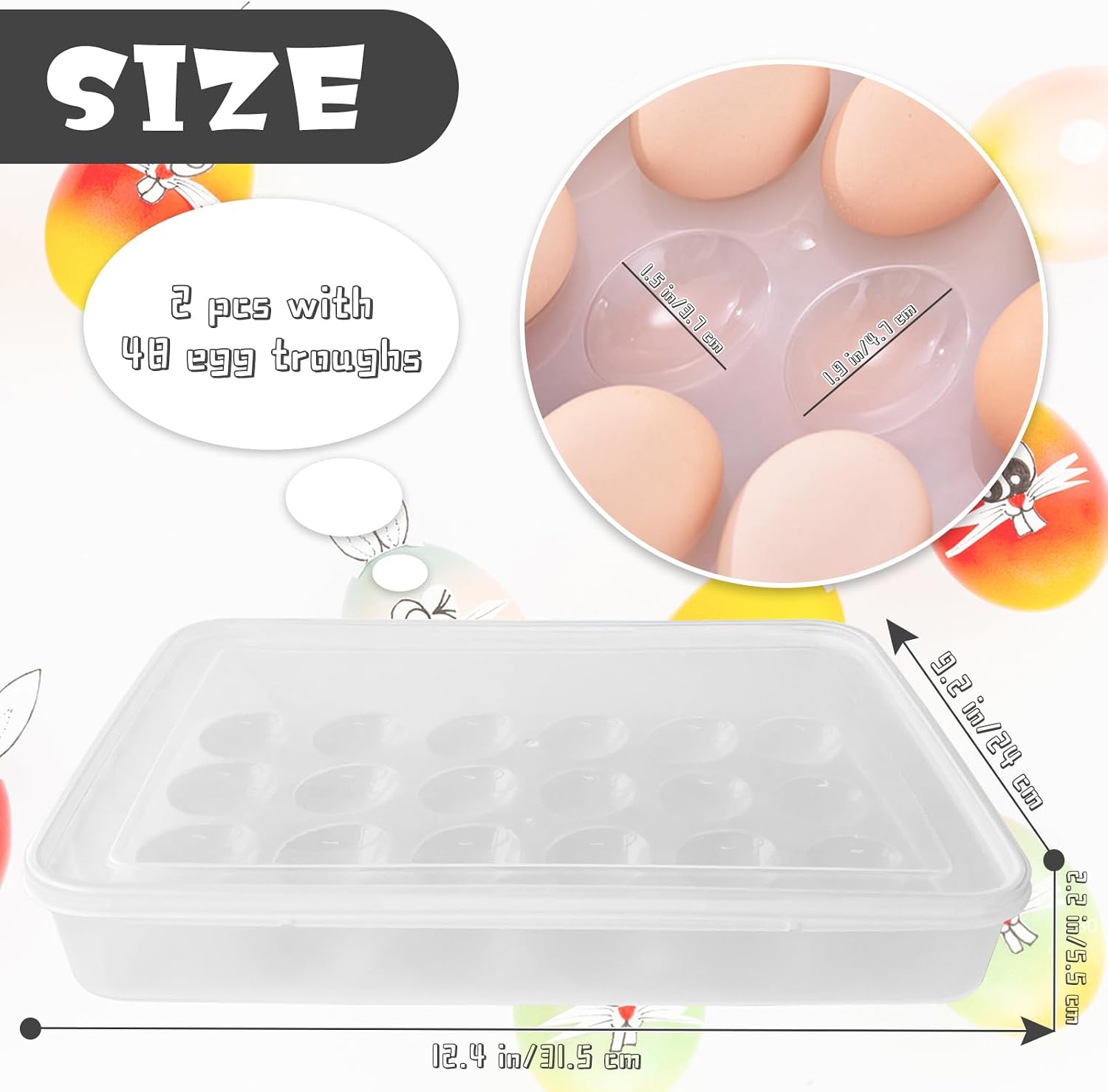 Deviled Egg Containers with Lid, (Set of 2),Stackable Plastic Egg Holder for 48 Eggs,Clear Egg Storage Holder for Fridge,Keep Fresh,Easter,Thanksgiving Party Kitchen Supplies