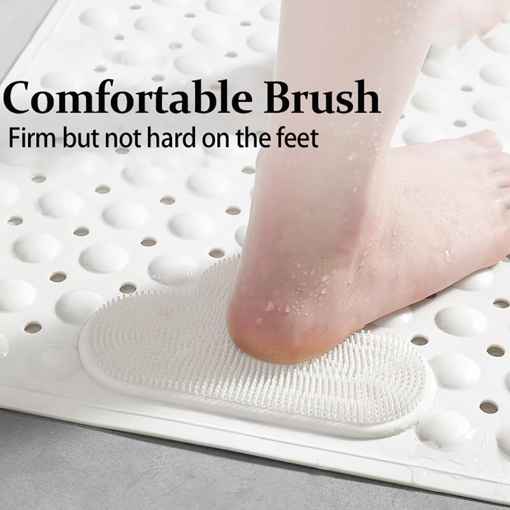 Tappetino da Doccia Antiscivolo,70x40cm Tappetino Doccia con Cuscino Massaggiante,Antiscivolo,Tappetino da Bagno con Ventose,Tappetino per Doccia,Tappetino Antiscivolo,Lavabile in Lavatrice(Bianco)