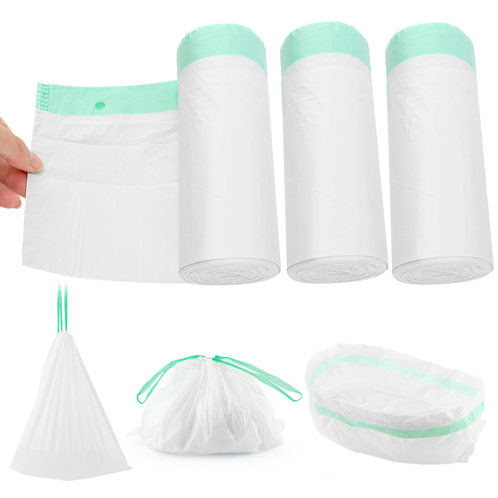 20 Count Cat Litte-r Box Liners,Drawstring Cat Litter Bags Thicken Durable Cats Pan Liners,Disposable Easy Clean Up Extra Large Kitty Litters Box Bag for Poop(green+white,Size:67x40cm/26.38x15.75inch)